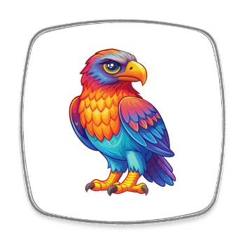 Bussard Bunte Kawaii Cartoon Figur Vogel - Viereckiger Kühlschrankmagnet - Weiß - Vorne