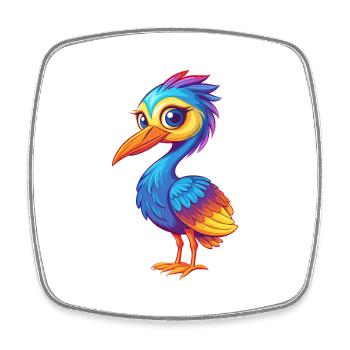 grue coloré kawaii dessin animé personnage oiseau - Magnet carré - blanc - Devant