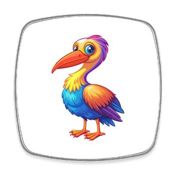 Storch Bunte Kawaii Cartoon Figur Vogel - Viereckiger Kühlschrankmagnet - Weiß - Vorne