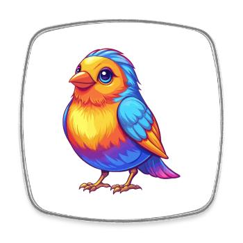 Kanarienvogel Bunte Kawaii Cartoon Figur Vogel - Viereckiger Kühlschrankmagnet - Weiß - Vorne
