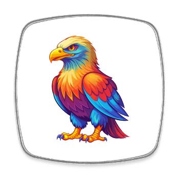 Weißkopfseeadler Bunte Kawaii Cartoon Figur Vogel - Viereckiger Kühlschrankmagnet - Weiß - Vorne