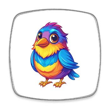 Bunting Bird Colorful Kawaii Cartoon Character Bir - Square fridge magnet - white - Front