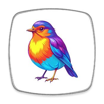 Amerikanischer Robin Bunte Kawaii Zeichentrickfigur - Viereckiger Kühlschrankmagnet - Weiß - Vorne