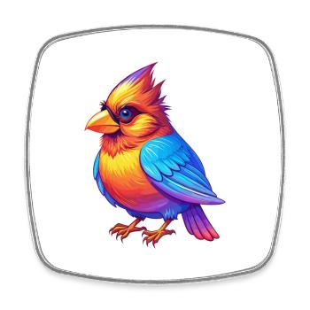 Cardinal coloré Kawaii dessin animé Personnage Oiseau - Magnet carré - blanc - Devant
