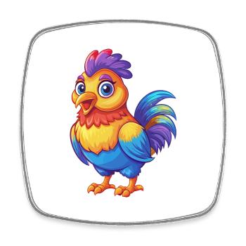Chicken Colorful Kawaii Cartoon Character Bird - Square fridge magnet - white - Front