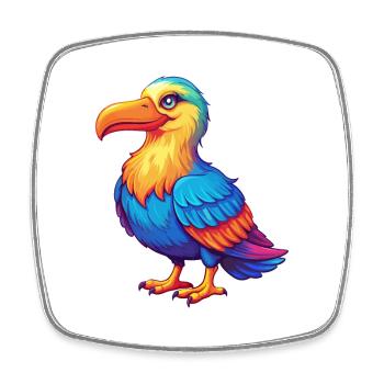 Albatross Colorful Kawaii Cartoon Character Bird - Square fridge magnet - white - Front
