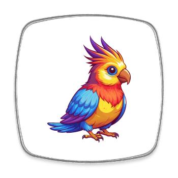 calopsitte coloré Kawaii personnage de dessin animé oiseau - Magnet carré - blanc - Devant