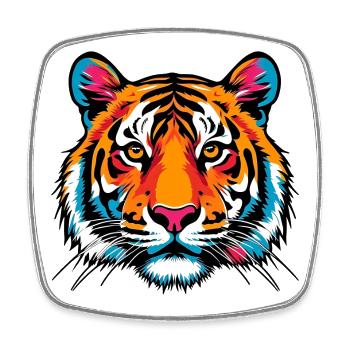 Tigre - Magnet carré - blanc - Devant