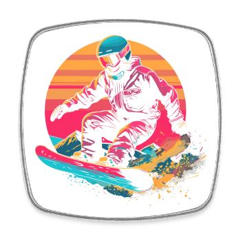 Snowboarder 80er Jahre Look - Viereckiger Kühlschrankmagnet - Weiß - Vorne