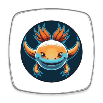 Axolotl mignon drôle Kawaii dessin animé animal animal de compagnie logo - Magnet carré - blanc - Devant