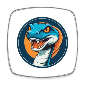 Anaconda Niedliches Kawaii Cartoon Tier Haustier Logo - Viereckiger Kühlschrankmagnet - Weiß - Vorne