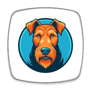Airedale Terrier Hund Niedliches Kawaii Cartoon Haustier Logo - Viereckiger Kühlschrankmagnet - Weiß - Vorne