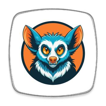 Aye Aye Niedliches lustiges Kawaii Cartoon Tier Haustier Logo - Viereckiger Kühlschrankmagnet - Weiß - Vorne