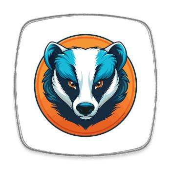 blaireau mignon kawaii dessin animé clipart animal de compagnie logo - Magnet carré - blanc - Devant