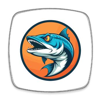 Barracuda Mignon Kawaii Dessin animé Animal Animal Pet Logo - Magnet carré - blanc - Devant