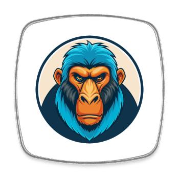 Baboon Cute Kawaii Cartoon Clipart Animal Pet Logo - Square fridge magnet - white - Front