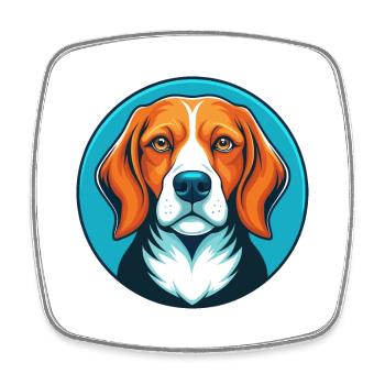 Beagle Dog Cute Kawaii Cartoon Animal Pet Logo - Square fridge magnet - white - Front