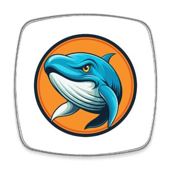 Blue whale Cute Kawaii Cartoon Animal Pet Logo - Square fridge magnet - white - Front