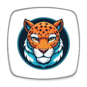 Amur Leopard Cute Kawaii Cartoon Animal Pet Logo - Square fridge magnet - white - Front