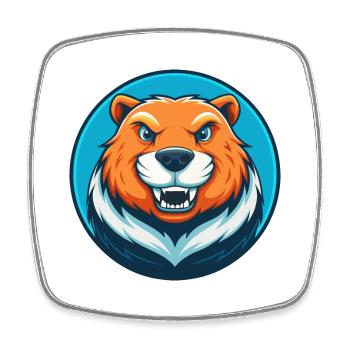 Biber süße Kawaii Cartoon Clipart Tier Haustier Logo - Viereckiger Kühlschrankmagnet - Weiß - Vorne