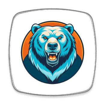 ours mignon kawaii dessin animé clipart animal de compagnie logo - Magnet carré - blanc - Devant