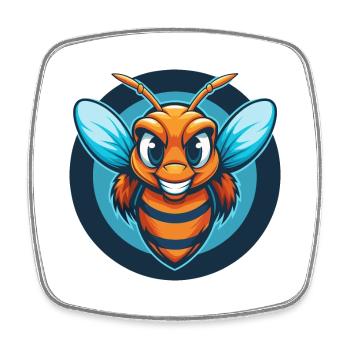 Bee Cute Kawaii Cartoon Clipart Animal Pet Logo - Square fridge magnet - white - Front