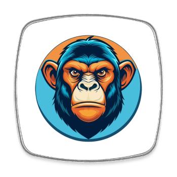 Bonobo Cute Kawaii Cartoon Clipart Animal Pet Logo - Square fridge magnet - white - Front