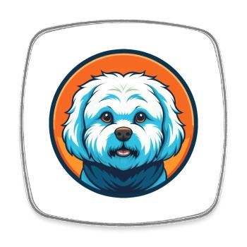 Bichon Frise Dog Cute Kawaii Cartoon Animal Logo - Square fridge magnet - white - Front