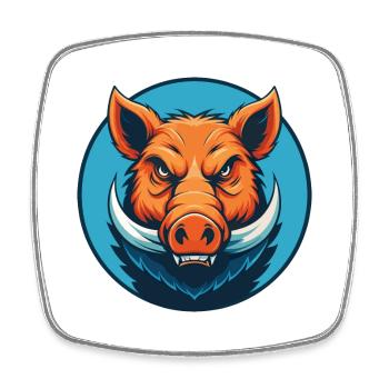 sanglier mignon kawaii dessin animé clipart animal animal de compagnie logo - Magnet carré - blanc - Devant