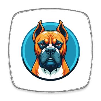 Boxer Hund Niedliches Kawaii Cartoon Tier Haustier Logo - Viereckiger Kühlschrankmagnet - Weiß - Vorne