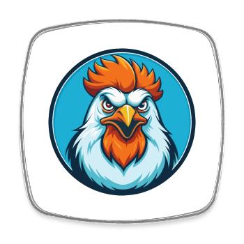Huhn Niedlich Lustig Kawaii Cartoon Tier Haustier Logo - Viereckiger Kühlschrankmagnet - Weiß - Vorne