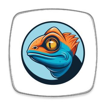 Chameleon Cute Kawaii Cartoon Animal Pet Logo - Square fridge magnet - white - Front