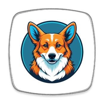 Corgi Hund Niedliches Kawaii Cartoon Tier Haustier Logo - Viereckiger Kühlschrankmagnet - Weiß - Vorne