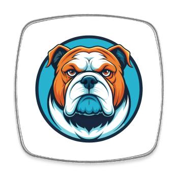 Bulldog Cute Funny Kawaii Cartoon Animal Pet Logo - Square fridge magnet - white - Front