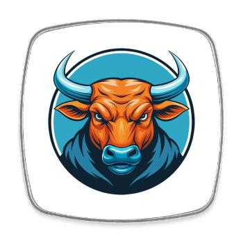 Bulle Niedlich Kawaii Cartoon Clipart Tier Haustier Logo - Viereckiger Kühlschrankmagnet - Weiß - Vorne