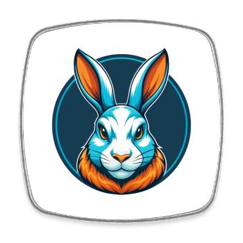 Lapin mignon kawaii dessin animé Clipart Animal Animal Pet Logo - Magnet carré - blanc - Devant