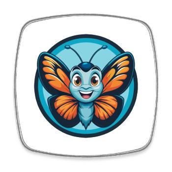 papillon mignon kawaii dessin animé animal animal logo - Magnet carré - blanc - Devant