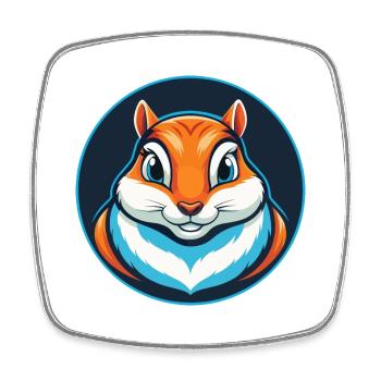 Chipmunk mignon Kawaii dessin animé Animal Animal Logo - Magnet carré - blanc - Devant