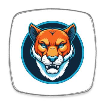 Cougar mignon kawaii dessin animé Clipart Animal Pet Logo - Magnet carré - blanc - Devant