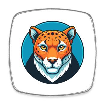 Guépard mignon drôle kawaii dessin animé animal animal logo - Magnet carré - blanc - Devant