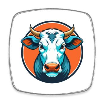vache mignon kawaii dessin animé clipart animal animal de compagnie logo - Magnet carré - blanc - Devant