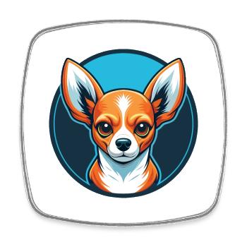 Chihuahua Dog Cute Kawaii Cartoon Animal Pet Logo - Square fridge magnet - white - Front