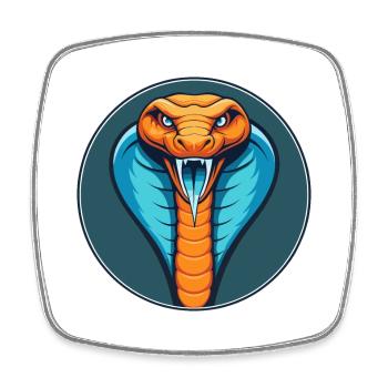 Cobra Cute Kawaii Cartoon Clipart Animal Pet Logo - Square fridge magnet - white - Front