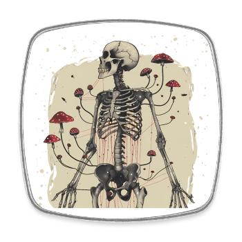 Horreur morbide Champignon Squelette - Magnet carré - blanc - Devant