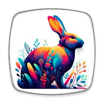 Lapin - Magnet carré - blanc - Devant