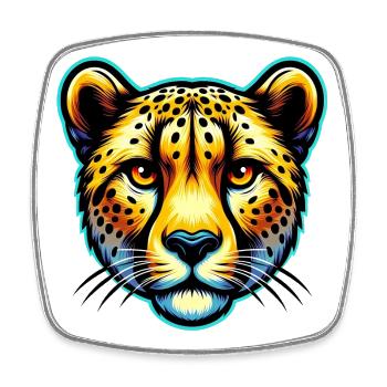 Cheetah - Square fridge magnet - white - Front