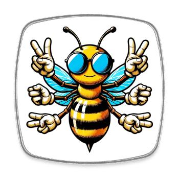 Abeille avec des lunettes de soleil - Magnet carré - blanc - Devant