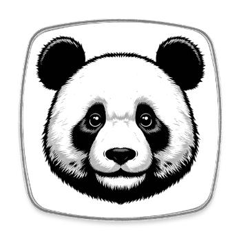 Panda - Magnet carré - blanc - Devant