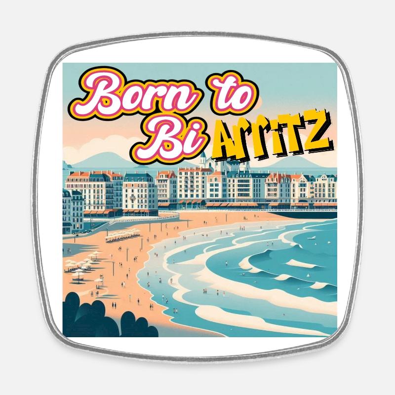 Born to Biarritz - Square fridge magnet - white