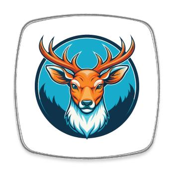 Deer Cute Kawaii Cartoon Clipart Animal Pet Logo - Square fridge magnet - white - Front